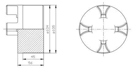 CLUTCH HALF 105mm NO DRILLING THICK - Rotex Couplings - 44251 - 2