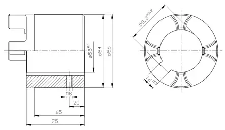 CLUTCH HALF 55 MM 30-37 KW THICK HUB - Rotex Couplings - 44231 - 2