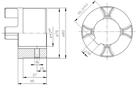 KOPPLINGSHALVA 42 MM 11-15 KW TJOCK POLE - Rotex axelkopplingar - 44222 - 2