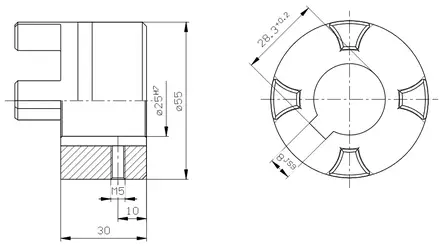 ROTEX 24/28 TJOCK POLE, BORRING 25mm - Rotex axelkopplingar - 60962 - 2