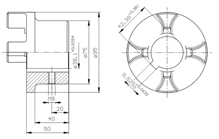 CLUTCH HALF 38,07 MM - Rotex Couplings - 44233 - 2
