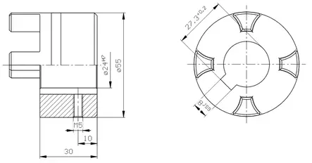 ROTEX 24/28 TJOCK BORRING, PORAUS 24mm - Rotex axelkopplingar - 59323 - 2