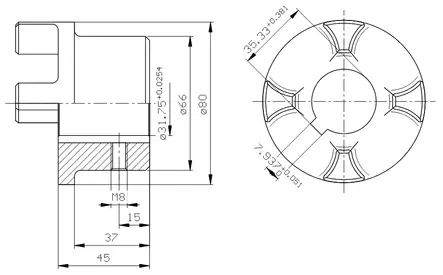 KOPPLINGSHALVA 31,75 MM - Rotex axelkopplingar - 44224 - 2