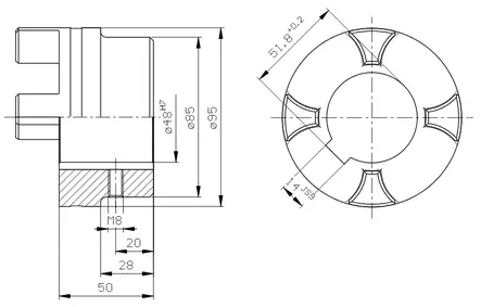 CLUTCH HALF 48 MM 18,5-22 KW THICK - Rotex Couplings - 44234 - 2