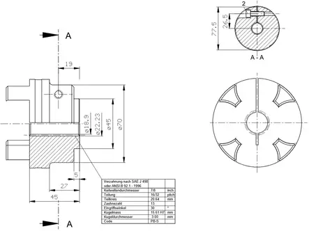 KOPPLINGSHALVA SAE PB-S 16/32 LÅSA - Rotex axelkopplingar - 62824 - 2