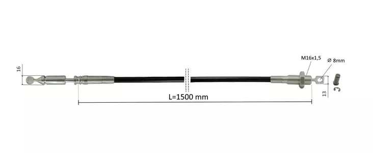 NF OHJAUSKAAPELI L=1500 PALLOPÄÄ - Venttiilin ohjauskaapelit - 76244 - 1