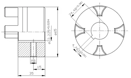 KOPPLINGSHALVA 22,22 MM TJOCK POLE - Rotex axelkopplingar - 56227 - 2