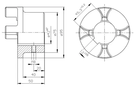 CLUTCH HALF 42 MM 11-15 KW - Rotex Couplings - 48017 - 2