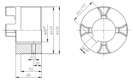 CLUTCH HALF 60 MM THICK HUB - Rotex Couplings - 45547 - 2