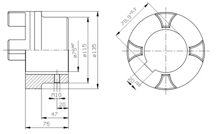CLUTCH HALF 75 MM - Rotex Couplings - 63687 - 2