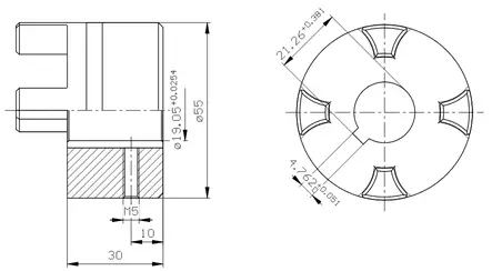ROTEX 24/28 TJOCK POLE, BORRING 19,05mm - Rotex axelkopplingar - 53457 - 2