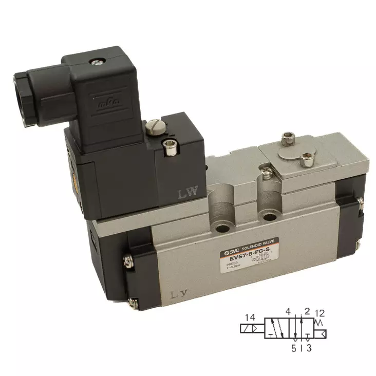 TRYCKLUFTSVENTIL 5/2 SOL/SPRING - 5/2 Ventiler - 50747 - 1