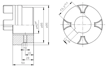 CLUTCH HALF 40MM H7 KEYSHAFT - Rotex Couplings - 60438 - 2