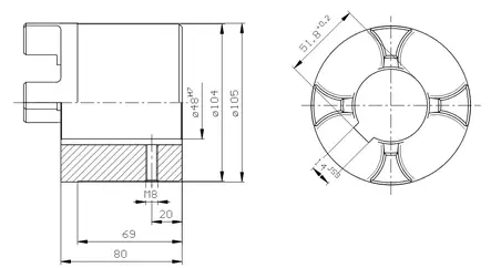CLUTCH HALF 48 MM 18,5-22 KW - Rotex Couplings - 48018 - 2