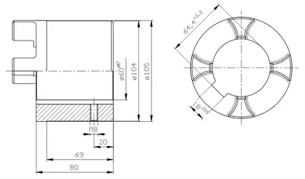 CLUTCH HALF 60 MM THICK LONG - Rotex Couplings - 48818 - 2